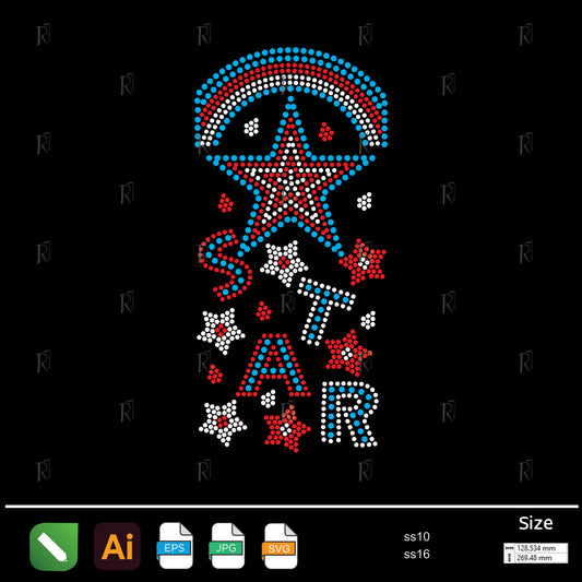 Rainbow Star Rhinestone – Premium Rhinestone Design by Rhinestone1