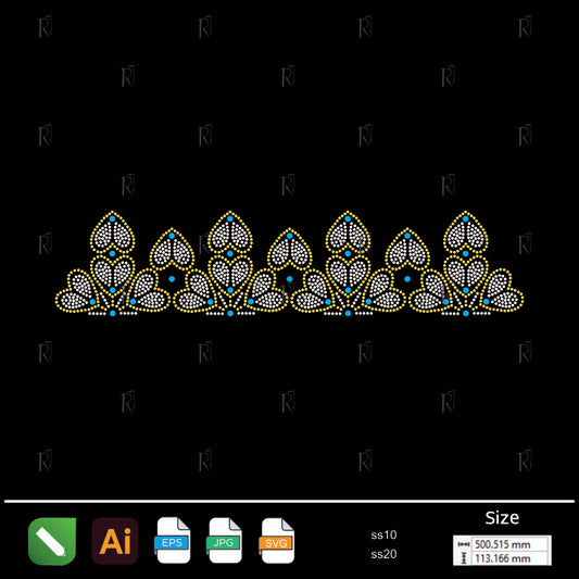 Golden Romance Rhinestone Border – Premium Rhinestone Design by Rhinestone1