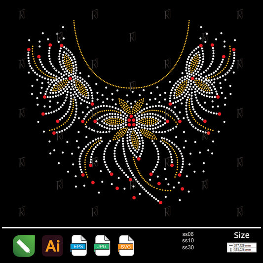 Triple Floral Bloom Rhinestone – Premium Rhinestone Design by Rhinestone1