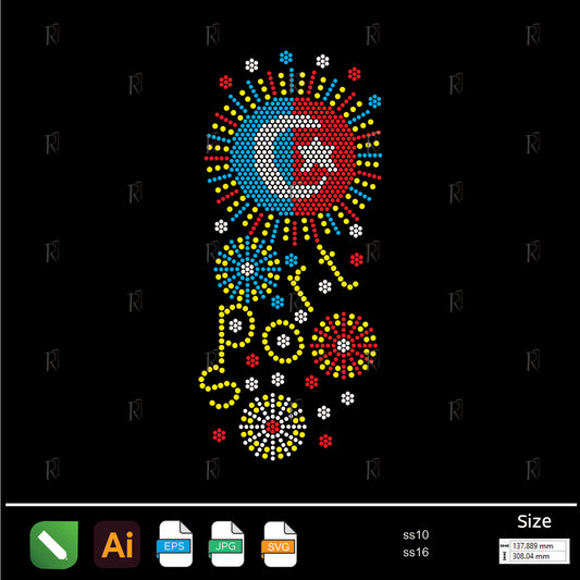 Colorful Sport Fireworks Rhinestone – Premium Rhinestone Design by Rhinestone1