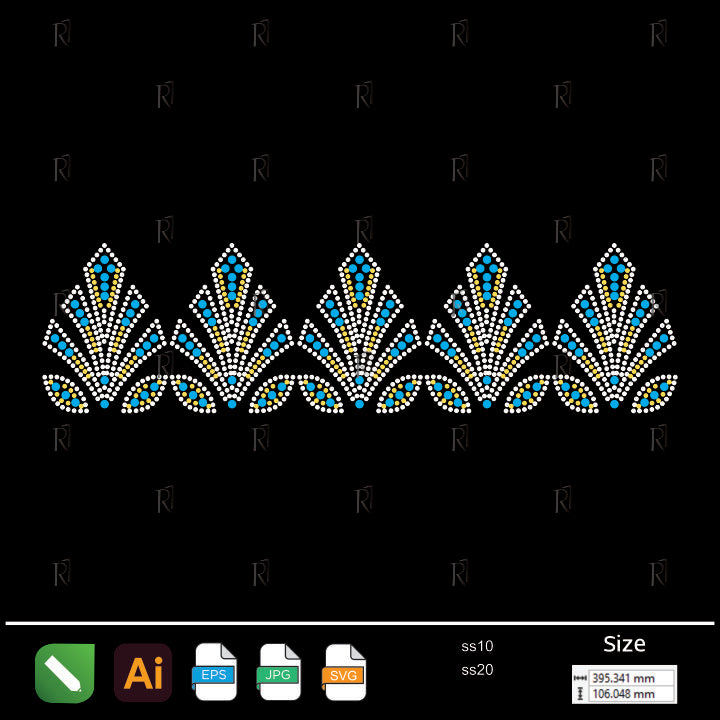 Imperial Fan Rhinestone Border – Premium Rhinestone Design by Rhinestone1