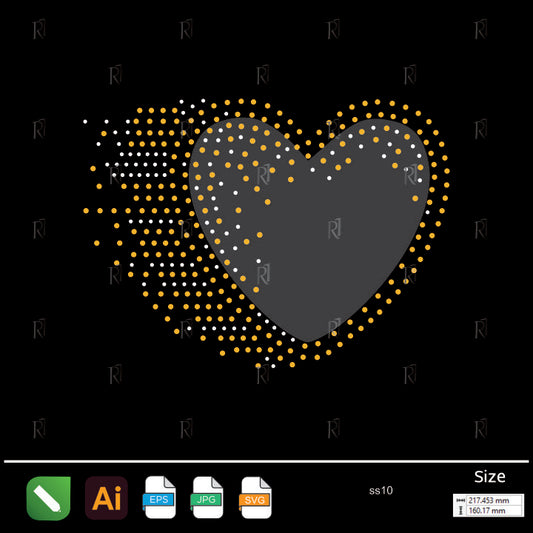 Pixel Dust Heart Rhinestone – Premium Rhinestone Design by Rhinestone1