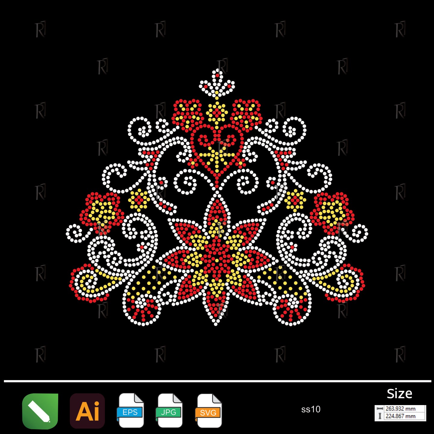 Royal Floral Swirl Rhinestone – Premium Rhinestone Design by Rhinestone1