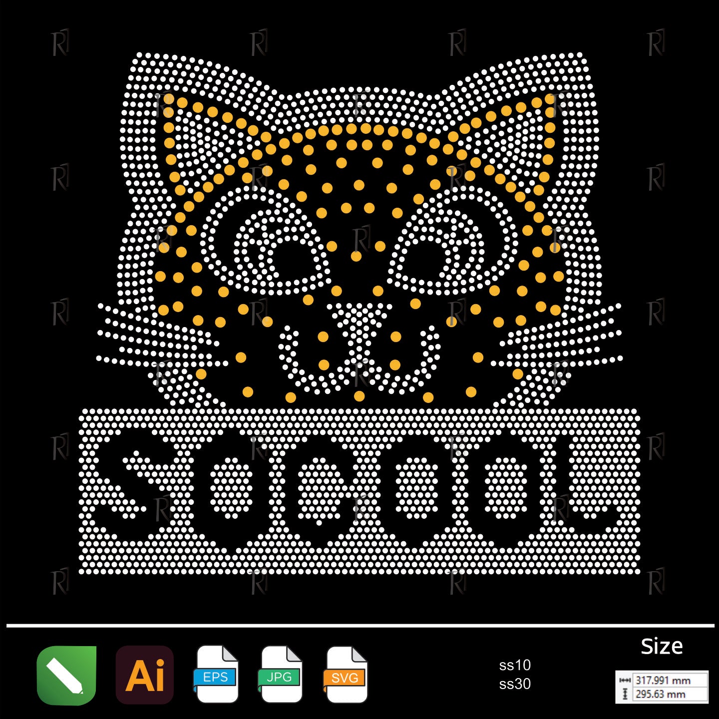SoCool Cat Face Rhinestone – Premium Rhinestone Design by Rhinestone1