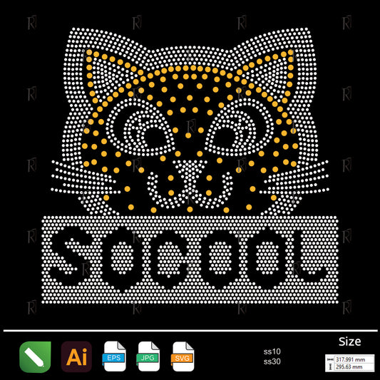 SoCool Cat Face Rhinestone – Premium Rhinestone Design by Rhinestone1