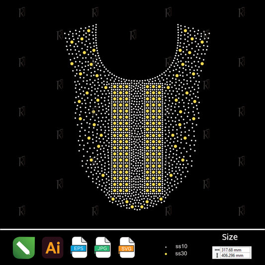 Golden Sparkle Rhinestone Bib – Premium Rhinestone Design by Rhinestone1