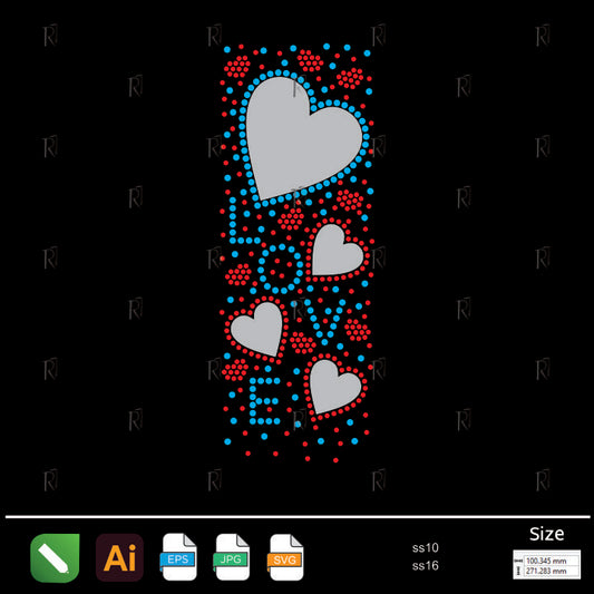 Love Hearts Rhinestone – Premium Rhinestone Design by Rhinestone1