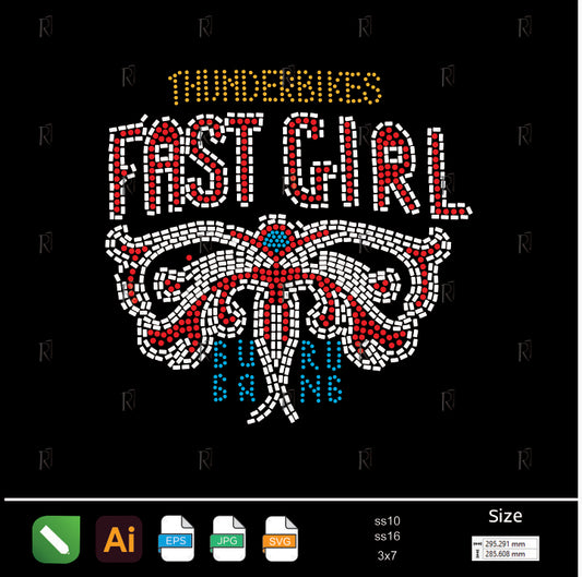Fast Girl Thunderbikes Rhinestone Design – Premium Rhinestone Design by Rhinestone1