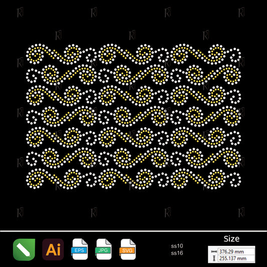 Golden Waves Rhinestone Pattern – Premium Rhinestone Design by Rhinestone1