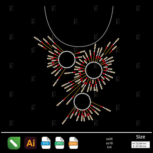 Radiant Sunburst Circles Collar Rhinestone – Premium Rhinestone Design by Rhinestone1