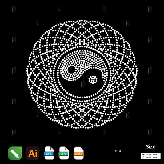 Sacred Yin Yang Mandala Rhinestone – Premium Rhinestone Design by Rhinestone1