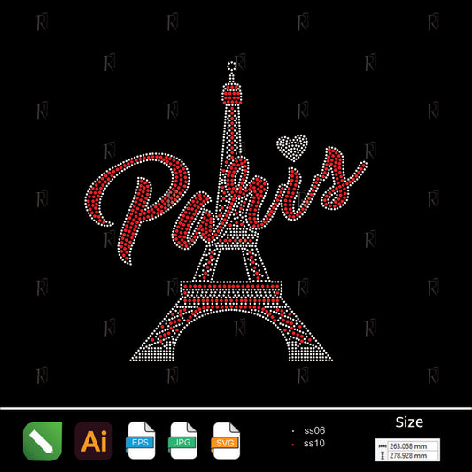 Paris Eiffel Rhinestone Design – Premium Rhinestone Design by Rhinestone1