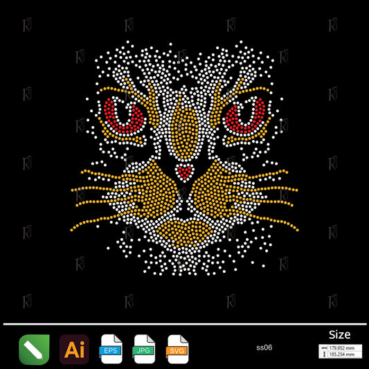 Fierce Cat Face Rhinestone – Premium Rhinestone Design by Rhinestone1