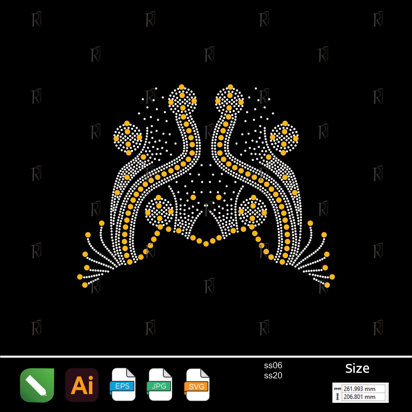 Golden Flow Rhinestone Motif – Premium Rhinestone Design by Rhinestone1