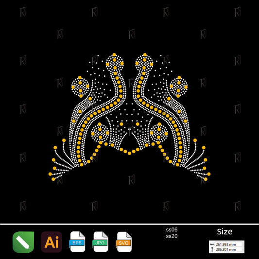 Golden Flow Rhinestone Motif – Premium Rhinestone Design by Rhinestone1