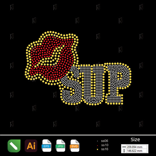 Sup Text with Lips Rhinestone Design – Premium Rhinestone Design by Rhinestone1