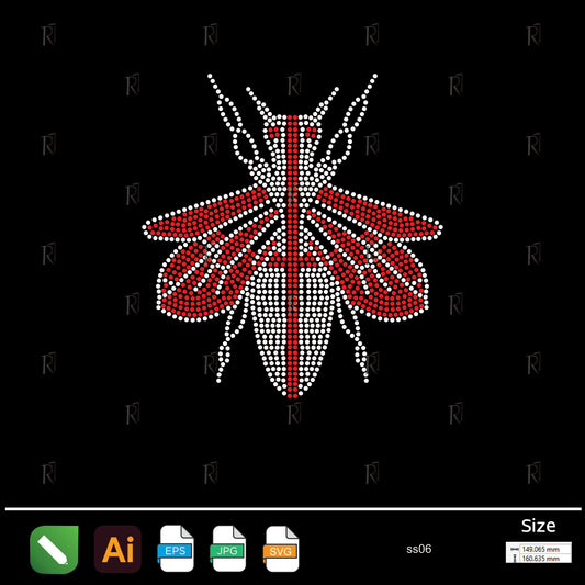 Red Winged Insect Rhinestone – Premium Rhinestone Design by Rhinestone1