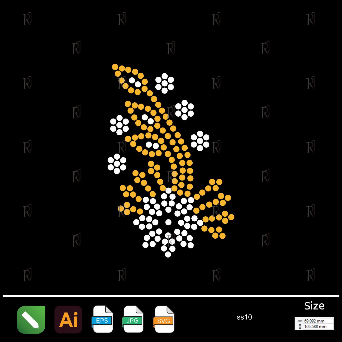 Golden Floral Branch Rhinestone – Premium Rhinestone Design by Rhinestone1