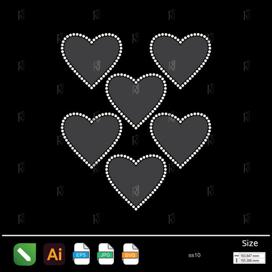 Outlined Hearts Cluster Rhinestone – Premium Rhinestone Design by Rhinestone1