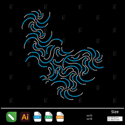 Flowing Ocean Swirls Rhinestone – Premium Rhinestone Design by Rhinestone1