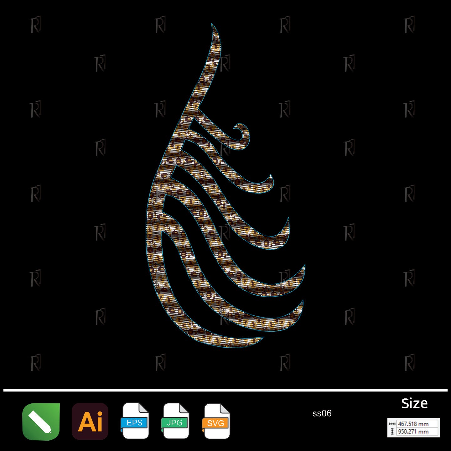 Abstract Feather Flow Rhinestone Design – Premium Rhinestone Design by Rhinestone1