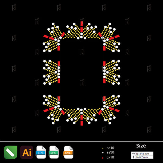 Festive Ornamental Frame Rhinestone Design – Premium Rhinestone Design by Rhinestone1