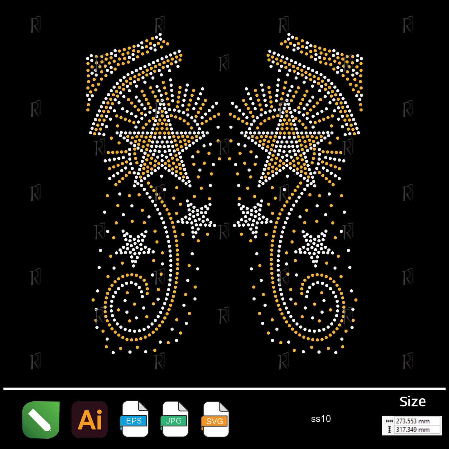 Shooting Star Swirl Rhinestone Design – Premium Rhinestone Design by Rhinestone1