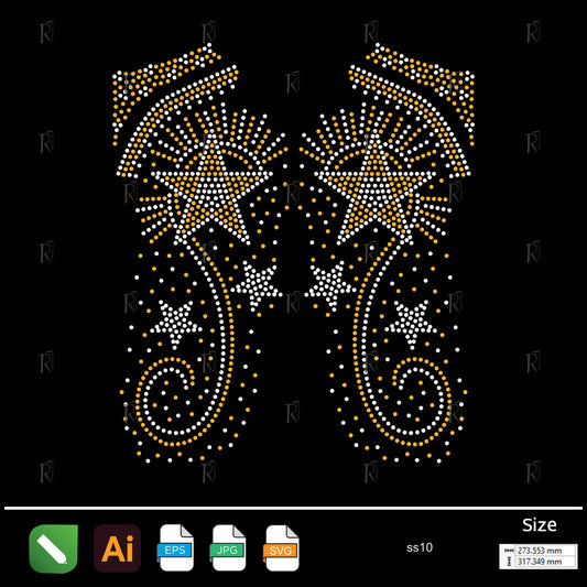 Shooting Star Swirl Rhinestone Design – Premium Rhinestone Design by Rhinestone1