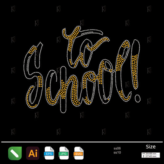 To School! Script Rhinestone – Premium Rhinestone Design by Rhinestone1