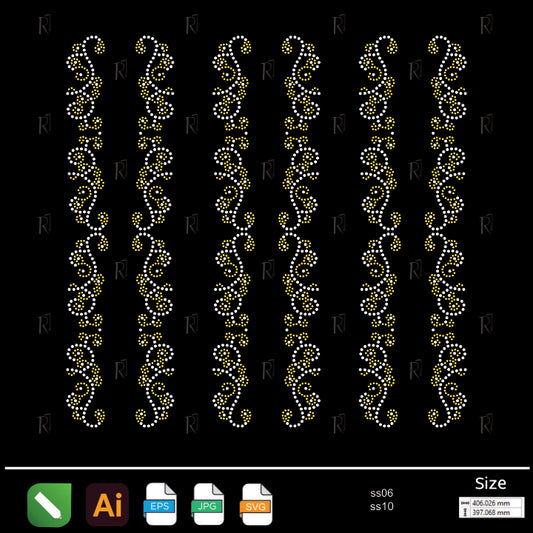Golden Spiral Border Rhinestone – Premium Rhinestone Design by Rhinestone1