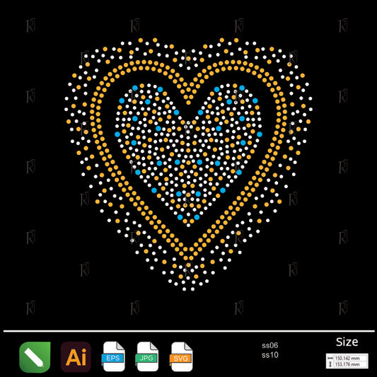 Colorful Double Heart Rhinestone – Premium Rhinestone Design by Rhinestone1