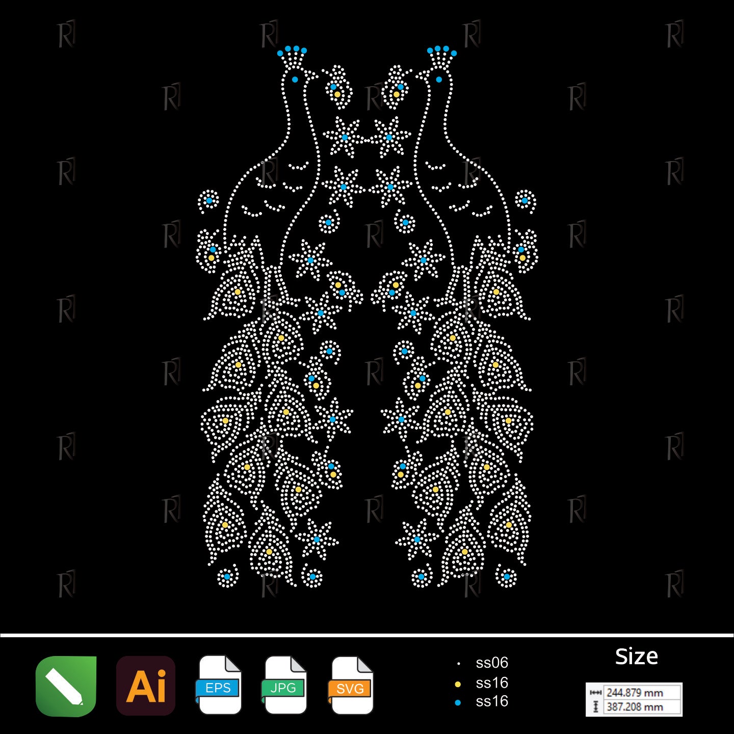 Twin Peacock Elegance – Premium Rhinestone Design by Rhinestone1