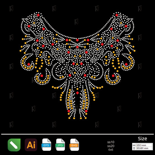 Ornate Red & Gold Drop Collar Rhinestone – Premium Rhinestone Design by Rhinestone1