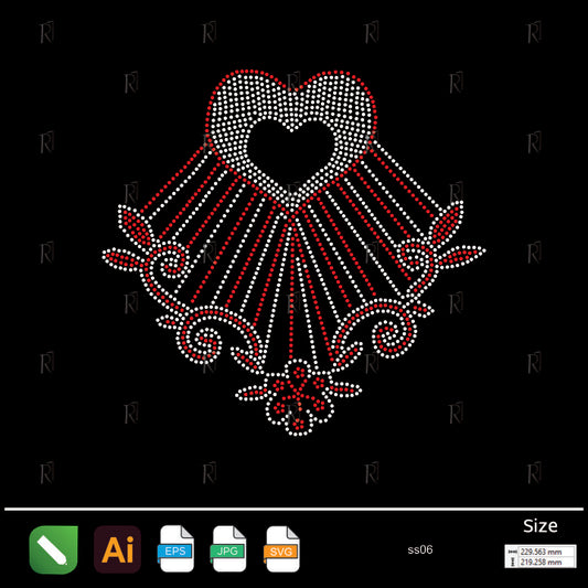 Radiant Heart Ornament Rhinestone – Premium Rhinestone Design by Rhinestone1