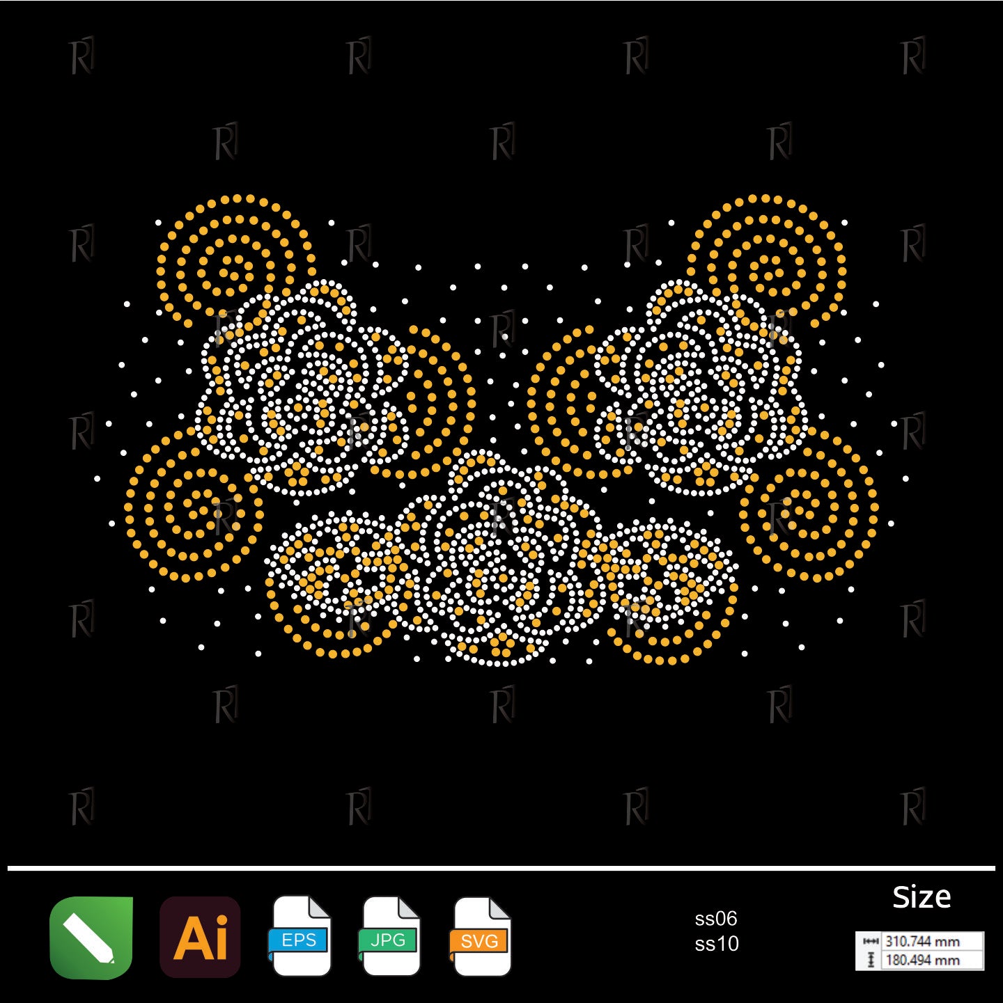 Golden Spiral Rose Rhinestone – Premium Rhinestone Design by Rhinestone1