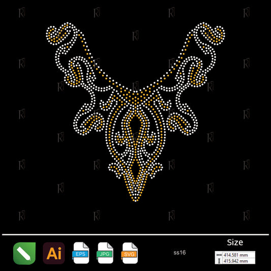 Royal Ornamental Curve Rhinestone Design – Premium Rhinestone Design by Rhinestone1