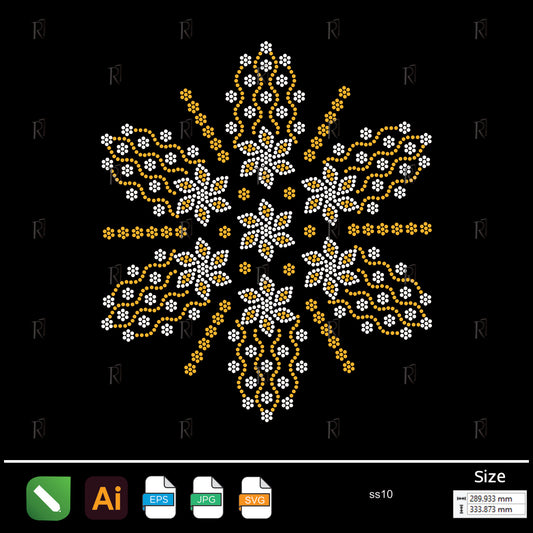 Golden Wave Star Floral Rhinestone – Premium Rhinestone Design by Rhinestone1