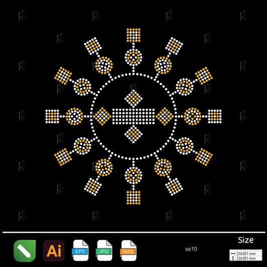 Regal Geometric Sunburst Rhinestone – Premium Rhinestone Design by Rhinestone1
