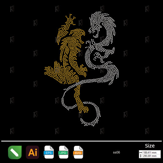 Dual Tone Oriental Dragon Rhinestone – Premium Rhinestone Design by Rhinestone1