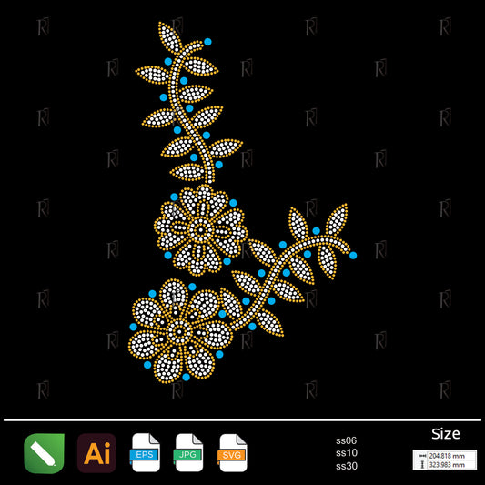 Floral Vine Accent Rhinestone Design – Premium Rhinestone Design by Rhinestone1