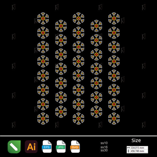 Sun Petal Rhinestone Pattern – Premium Rhinestone Design by Rhinestone1