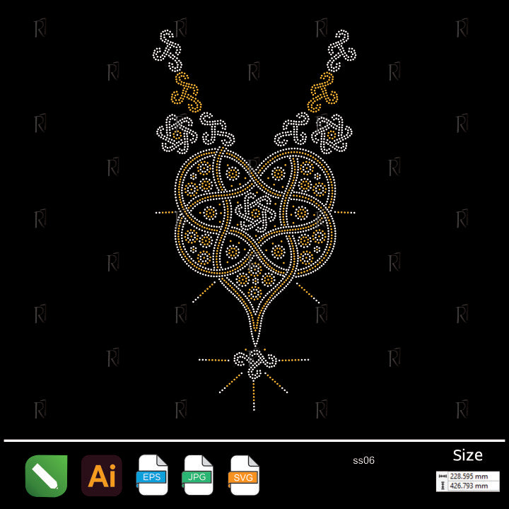 Ornate Heart Pendant Rhinestone – Premium Rhinestone Design by Rhinestone1