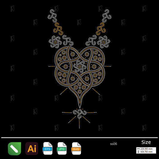 Ornate Heart Pendant Rhinestone – Premium Rhinestone Design by Rhinestone1