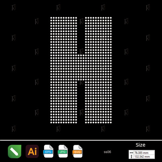 Rhinestone Letter H Bold – Premium Rhinestone Design by Rhinestone1