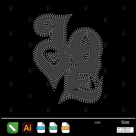 Gothic Love Rhinestone – Premium Rhinestone Design by Rhinestone1