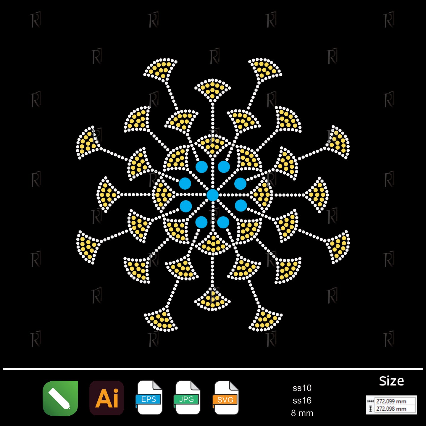 Radiant Bloom Rhinestone Mandala – Premium Rhinestone Design by Rhinestone1