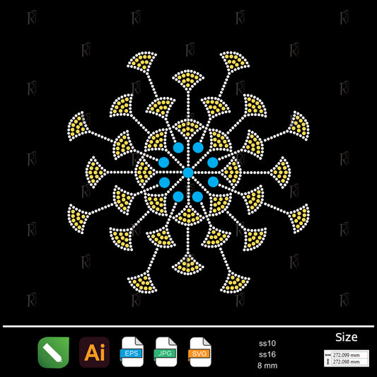 Radiant Bloom Rhinestone Mandala – Premium Rhinestone Design by Rhinestone1