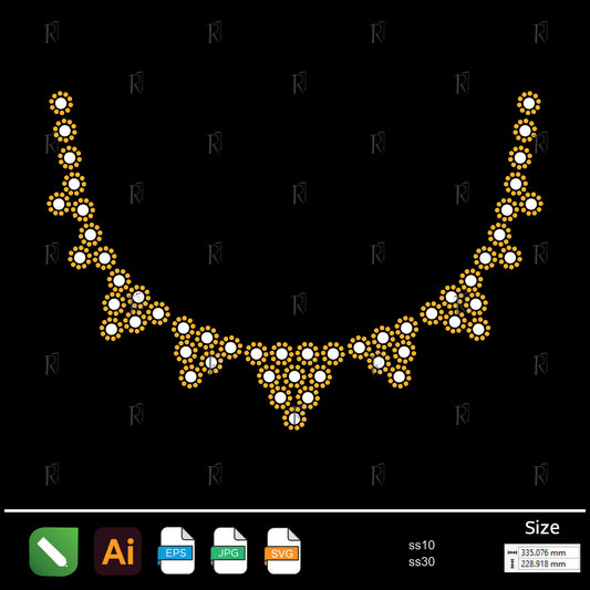 Golden Daisy Chain Collar Rhinestone – Premium Rhinestone Design by Rhinestone1