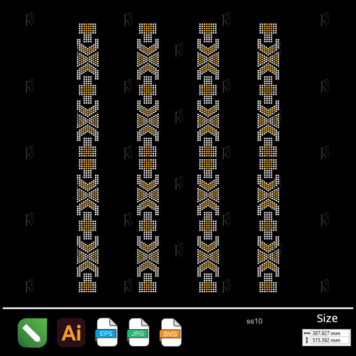 Golden X-Link Border Rhinestone – Premium Rhinestone Design by Rhinestone1