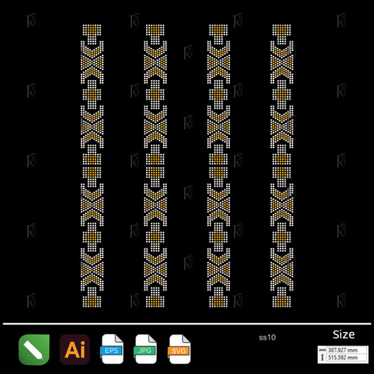 Golden X-Link Border Rhinestone – Premium Rhinestone Design by Rhinestone1